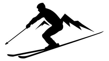 a mountain skier speeding down a slope, capturing the sport's essence and the dynamic movement