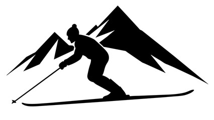 a mountain skier speeding down a slope, capturing the sport's essence and the dynamic movement