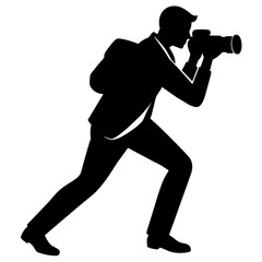 a street Photographer taking photo vector silhouette