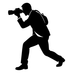 a street Photographer taking photo vector silhouette