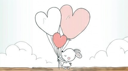  Person with heart-shaped balloon bouquet and dog