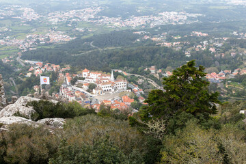 Fototapeta premium Large Mansion Sitting Along the Sintra Hills in Portugal