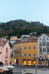 View of Colorful Buildings in Sintra Portugal at Dusk