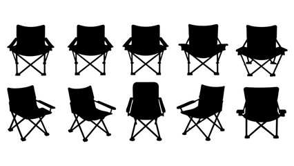 all kind different type of Set of camping chair vector silhouette