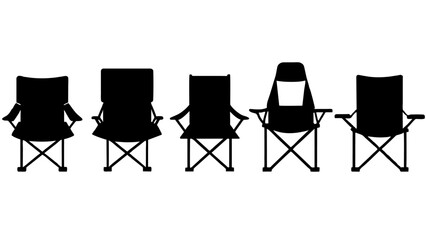 all kind different type of Set of camping chair vector silhouette