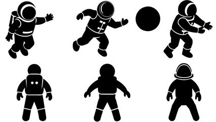 Astronaut vector silhouette bundle isolated on white background © Dream Is Power