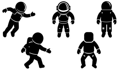 Astronaut vector silhouette bundle isolated on white background