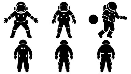 Astronaut vector silhouette bundle isolated on white background