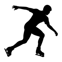 athlete of skates vector silhouette, black color silhouette, white background