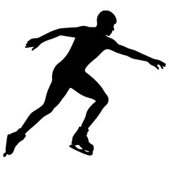 athlete of skates vector silhouette, black color silhouette, white background