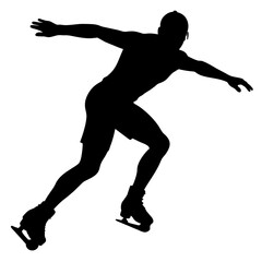 athlete of skates vector silhouette, black color silhouette, white background