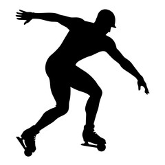 athlete of skates vector silhouette, black color silhouette, white background