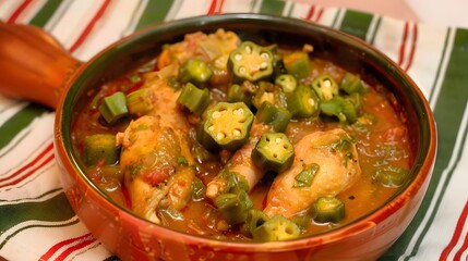 Caipira, a traditional Brazilian stew made with chicken, okra, and spices
