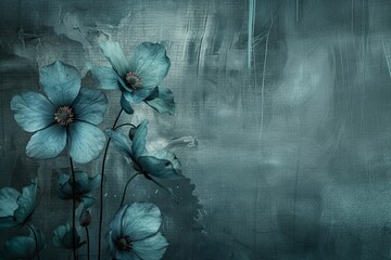 Textured teal blooms on dark background