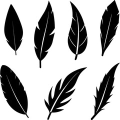 different type of Feather Set icon, a different position feather logo isolated on white background
