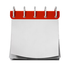 Writing paper with curled blank pages isolated on transparent background. 3D illustration
