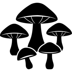 greaser mushrooms silhouettes, featuring intricate details and various styles