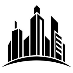 Obraz premium modern city building logo concept vector silhouette, black color silhouette
