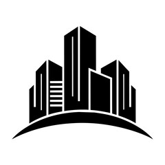 modern city building logo concept vector silhouette, black color silhouette