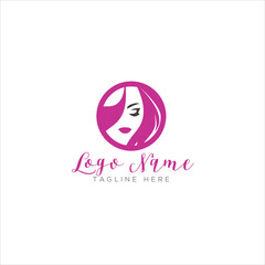 Beauty logo with woman in stylish circle and business card design template, flower, logo, woman, Premium Vector
