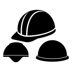 world most common different type of Safety helmet vector illustration black color 