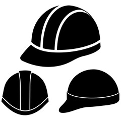 world most common different type of Safety helmet vector illustration black color 