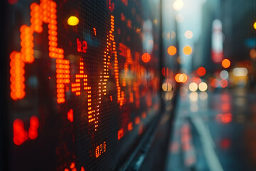 Fototapeta premium A close up of a stock market screen with red numbers