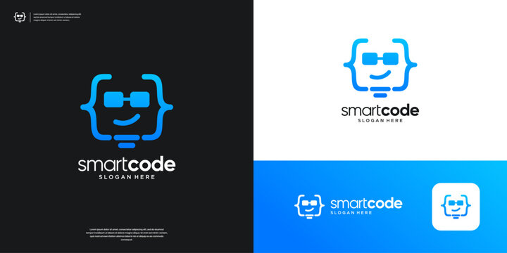 Fun coding logo icon application. Development programing code symbol logo design.
