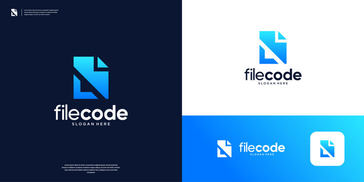 Document code tech logo design template.
