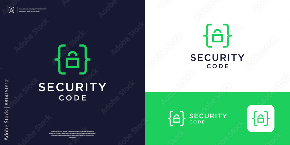 Wall mural padlock coding programer logo design inspiration.