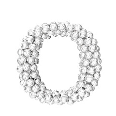 Symbol made of silver volleyballs. letter o