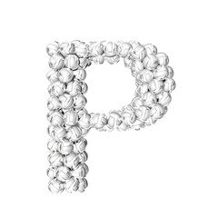 Symbol made of silver volleyballs. letter p