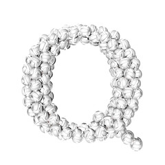Symbol made of silver volleyballs. letter q