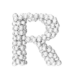 Symbol made of silver volleyballs. letter r