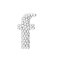 Symbol made of silver volleyballs. letter f