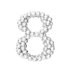 Symbol made of silver volleyballs. number 8
