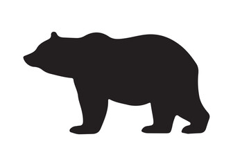 Bear vector silhouette, Grizzly bear or polar bear silhouette flat vector, animal silhouette