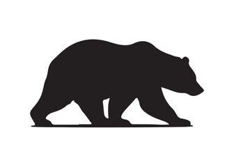 Bear vector silhouette, Grizzly bear or polar bear silhouette flat vector, animal silhouette