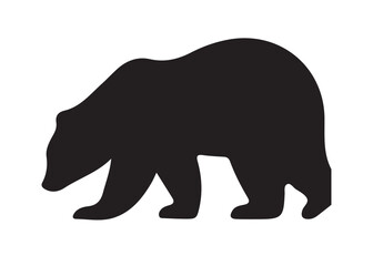Bear vector silhouette, Grizzly bear or polar bear silhouette flat vector, animal silhouette