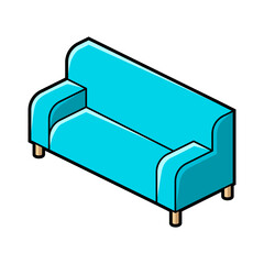Sofa icon in isometry style. Domestic and office furniture and equipment.