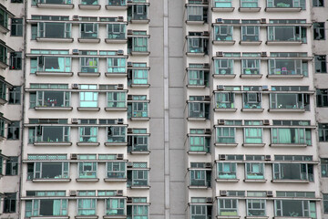 facade of urban apartment house in Hong Kong