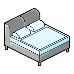 Bed icon in isometry style. Domestic and office furniture and equipment.