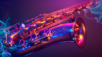 Obraz premium Saxophone in Bright Neon Colors 