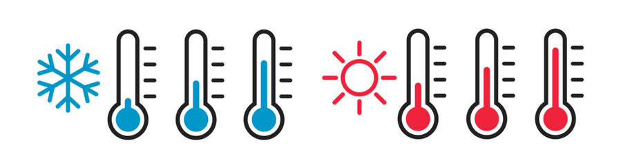 Thermometer flat icon, symbol. Hot and cold temperature. Vector illustration