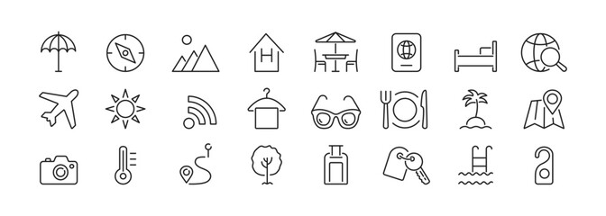 Travel line icons. Set of tourism icon. Vector illustration