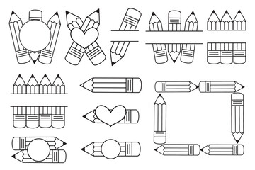 Pencil Svg, Pencil Monogram, Split Frame