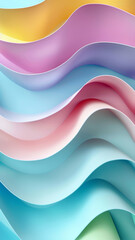 Colorful Pastel Paper Sheets in Curved Wave Form