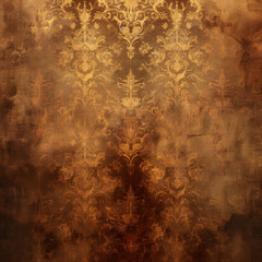 Golden, intricate patterns adorn a textured, dark backdrop.