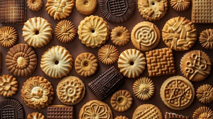 Fototapeta premium Background full of Biscuit. Product photography. Cracker background.