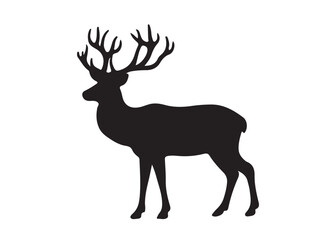 isolated black silhouette of a deer collection, deer silhouette vector.